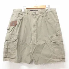 W36/古着 ラングラー ショート ペインター カーゴ パンツ ショーツ メンズ リップストップ コットン ベージュ カーキ 25jun14 中古 ボトム