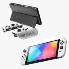 【G11】Switch 強化ガラスフィルム  液晶 保護 画面 OLED 有機EL  クリアハード スイッチ 保護ケース  ハードケース  透明 セット