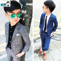 スーツ新品男の子 子供服発表会低学年厚手韓国 キッズキッズスーツセットチェック 入学式男の子フォーマルスーツ上下セット 冠婚葬祭フォーマル#cupload142441