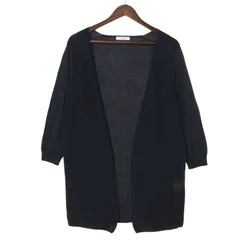 NEWYORKER ニューヨーカー 通年 コットンニット★ ロング 羽織り カーディガン ガウン Sz.L　レディース ネイビー