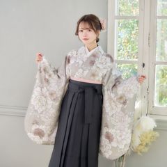 新品袴3点セット 卒業式 小学生 大学生 ベージュ カーキ ブラック ピンク 84BK