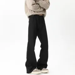 春 コーデ メンズ 用 服 シンプル ファッション 大人 紳士服 ストレート パンツ フレアジーンズ スリムフィット フレアパンツ ブラック  カジュアル 通勤スタイル 重ね着コーデ ゆったりシルエット 快適フィット 動きやすい デイリー