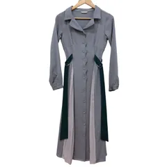 72.REDYAZEL 配色ダブルバックルスカラップシャツワンピース