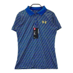 サイズ：LG UNDER ARMOUR アンダーアーマー  半袖ポロシャツ 総柄 ネイビー系 [240101371096]# ゴルフウェア レディース ストスト
