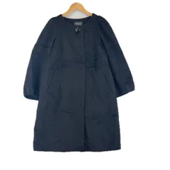 美品 UNITED ARROWS ユナイテッドアローズ ノーカラーコート　 無地 秋冬 AW ファージャケット アルパカ ブラック レディース 38【古着】【中古】【送料無料】のサムネイル