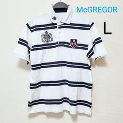 【 マックレガー  】 ポロシャツ 刺繍  Ｌ McGREGOR  ボーダー メンズ 白 黒   ポロシャツ 襟 アメリカ America
