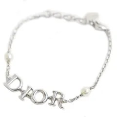 美品●DIOR ディオール オム DIO(R)EVOLUTION/ディオレボリューション レジンパール付き チェーンブレスレット アクセサリー シルバーのサムネイル