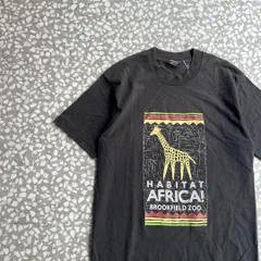 FRUIT BEST / usa製 AFRICA giraffe T-shirt size M【アフリカキリン、上手な絵】フルーツボディ古着90年代アメリカ製シングル黒M アニマル柄Tシャツ　ゆるかわ　US