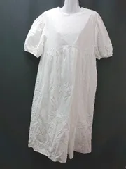 ◇ La-gemme‐ラジェム 無地 ラウンドネック シンプル 薄手 半袖 ロング ワンピース サイズＭ ホワイト レディース E  【1310130016826】