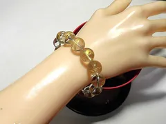 天然石 ヒマラヤ水晶朱雀12.8～13.3mm玉ブレスレット 内周16.3cm 　　250720131