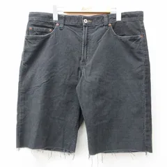 W37/古着 ラッキーブランド ショート コーデュロイ パンツ ショーツ メンズ 90s コットン 黒 ブラック 25jun17 中古 ボトムス 短パン ショのサムネイル