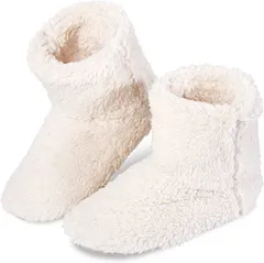 Dr.Cauze ルームブーツ 北欧 ルームシューズ スリッパ もこもこ あったか ボアスリッパ 滑り止め 静音 洗える 男女兼用(ホワイト,  23.5～24.5 cm)