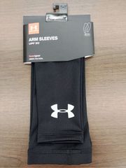 【未使用】【サイズは商品説明参照】[UNDER ARMOUR(アンダーアーマー)] アームカバー アームスリーブ ヒートギア UPF50 トレーニングアクセサリー 1313490 メンズ ブラック 表記サイズSM　Y-745