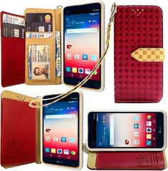 GTO CO., LTD. ストラップ2本付GTOLG X screen LGS02 ケース 手帳型 カバー オリジナルハンドストラップ＆ネックストラップ付 3点セット( ピンク,  LG X screen LGS02)