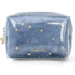 Sゼリーブルー NEOVIVA 化粧ポーチ 大容量 メイクポーチ コスメポーチ トラベル コンパクト 旅行 化粧品 収納バッグ 防水 軽量 コスメケース コスメバッグ 持ち運び便利 収納 小物入れ M ゼリーブルー