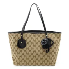 GUCCI グッチ GGキャンバス ロゴチャーム トートバッグ ショルダーバッグ エナメル パテントレザー カーキベージュ ブラック 黒 211976