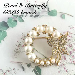 フォーマル　パール 蝶 バタフライ ゴールド ブローチ コサージュ