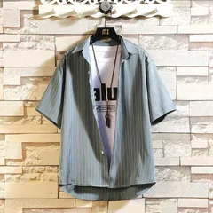 ストライプシャツ シャツ メンズ 半袖シャツ カジュアルシャツ 半袖 ビジネス 夏 ゆったり オシャレ 大きいサイズ ZYAP528