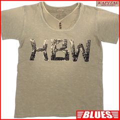 未使用 KAPITAL キャピタル HBW ロゴプリントTシャツ M ヘンリーネック 2 ルイス ヴィンテージ加工 日本製 シャツ_カットソーサイズM一覧←SEULB屋着古← JJ1399