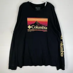古着 コロンビア Columbia 長袖シャツ クルーネック アウトドア 大きいサイズ XL  ブラック プリント メンズ