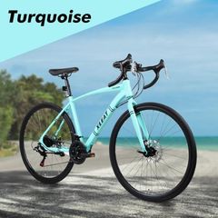 Road bike, 700c, Shimano 21-speed, with lights, turquoise color (model 2088)