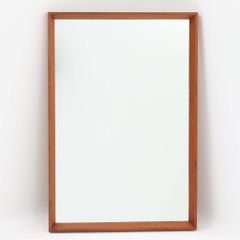 壁掛け/立掛けミラー チーク材 高さ62cm デンマーク製 北欧ビンテージ家具 北欧家具 木枠ミラー 壁掛け鏡 姿見/DK17616