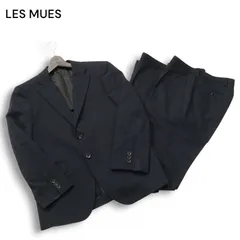 LES MUES レミュー 通年 背抜き★ ウォッシャブル シャドーストライプ セットアップ スーツ Sz.A4　メンズ ネイビー