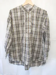 ◇ Θ 美品 CRAFT STANDARD BOUTIQUE タグ チェック 長袖 ピコカットフリル ブラウス サイズF カーキ系 レディース E  【1507160016654】