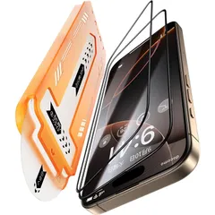 iPhone 16 Pro ガラスフィルム 【米軍規格航空材料&革新的なガイド枠】2枚セット iphone16 Pro 保護フィルム 耐衝撃・硬度10H 全面保護 気泡レス 自動吸着 貼りやすい アイフォン16 プロ フィルム 超鮮明な画質 高光沢 ブルー 0