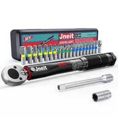 Jneit トルクレンチ 自転車用 差込角 (1/4 インチ) 2~24 Nm プリセット型 ビットレンチセット ブラック