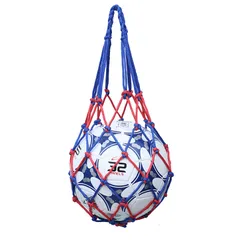 簡易ボールバッグ 網袋 持ち運び サッカー/バレーボール/バスケットボール用 保管用 収納 (レッドブルー)