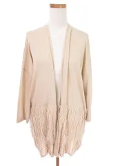 ローズバッド ROSE BUD カーディガン ニット 羽織 前開き フリンジ 長袖 F ベージュ /tk