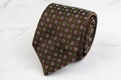 ガリエニ ブランド ネクタイ シルク 小紋柄 総柄 PO  メンズ ブラウン GALLIENI ｲﾀﾘｱ老舗 【中古】