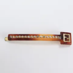 美品 フェンディ ラインストーン FF ロゴ バレッタ クリップ 髪留め ヘアアレンジ ゴールド 金具 アクセサリー レディース RCE CH1-6【中古】