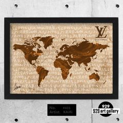 LOUIS VUITTON  type☆A1額装済アートポスター#434★地図 LOUIS VUITTON type☆アートインテリアポスター＃432☆世界地図