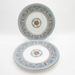 美品 WEDGWOOD ウェッジウッド フロレンティーンターコイズ 中皿 2枚 17cmプレート ペア デザート SY9944J 