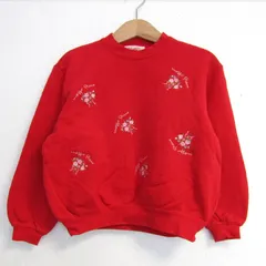 メゾピアノ スウェット トレーナー 刺繍 トップス キッズ 女の子用 100サイズ レッド Mezzo Piano 【中古】