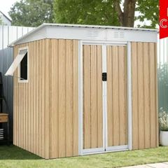【可動棚&すべり出し窓付き】物置 屋外 スチール 倉庫 床材補強フレーム付き 戸外収納庫 W194cm*D152cm*H174cm　 物置き おしゃれ 大型 収納庫 屋外物置 防さび ベランダ 防水 ドア スチール物置 屋外収納 ガーデニング 庭 新作