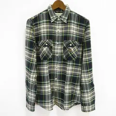 #wnc ラルフローレン RalphLauren デニム＆サプライ 長袖シャツ M 緑 紺 オフホワイト チェック 厚手 メンズ [931887] k01