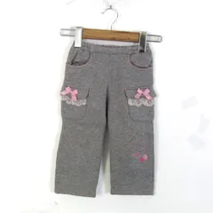 メゾピアノ カーゴパンツ ボトムス スウェット 裏起毛 レース ベビー 女の子用 90サイズ グレー Mezzo Piano 【中古】