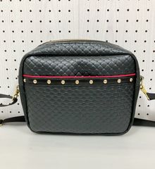 ハンドメイド＊ショルダーバッグ フェイクレザー格子&スタッズ(902)