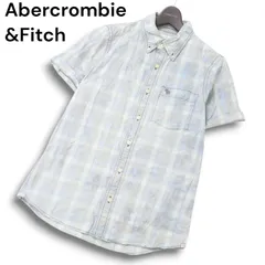 Abercrombie&Fitch アバクロンビー＆フィッチ 春夏 トナカイ刺繍★ 半袖 チェック ボタンダウン シャツ Sz.M メンズ