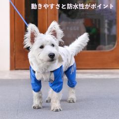 犬 レインコート オールシーズン 犬用レインコート 四肢ゴム付き レインウェア 小型犬 中型犬 大 型犬　犬屋 イヌ ワンちゃん カ ッパ 犬屋 雨具 かわいい犬の服オフホワイト＆ブルー