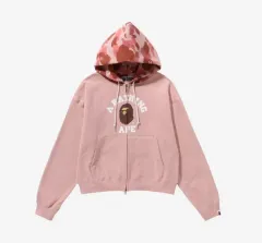 ピンク フード付き クロップドパーカー BAPE A BATHING APE（アベイシングエイプ）の「BAPE STA CROPPED ZIP