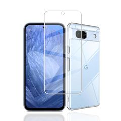 対応 Google Pixel 8a 用の ケース + ガラスフィルム Pixel 8a カバー柔軟 TPU 全透明 軽量 衝撃吸収 傷つけ防止 携帯便利 滑り止め 散熱加工 黄変しにくい 【旭硝子素材製】 硬度9H 高透過率 飛散防止 自?吸着 【1+1枚セ