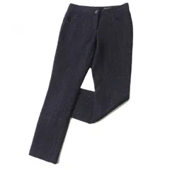 美品◎正規品 伊製 CHANEL シャネル P44721 レディース ジェル×ココマークボタン付 ツイード ロングパンツ ブラック×パープル 36のサムネイル