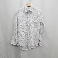 ◇ ⊂ Φ scented by schiatti スキャッティ ストライプ柄 長袖 シャツ サイズ39-83 ホワイト系 メンズ E  【1410290027080】