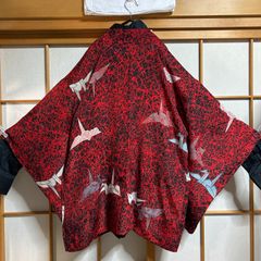 羽織のみ価格｜メンズ　着物　羽織　和風　和モダン　ビッグサイズ　ビッグシルエット　かっこいい　カジュアル着物　和洋折衷　和モード　和洋ミックスコーデ　レッド系　レッドｘブラック　千羽鶴　インナー別売り