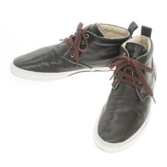 【中古】マカロニアン maccheronian レザー ミッドカット スニーカー ダークブラウン【サイズ44】【メンズ】