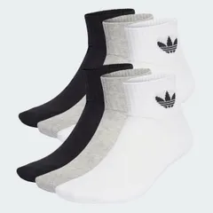 アディダスオリジナルス ミッド アンクルソックス ６足組 靴下 メンズ レディース ユニセックス HEJ20 IJ5628 MENS WOMENS MID ANKLE SOCKS 6 PAIRS WHITE x GRAY HEATHER x BLACK
